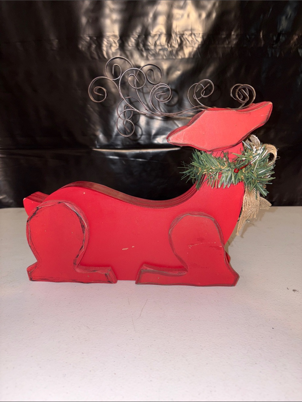 Red Wooden Reindeer Holiday Décor
